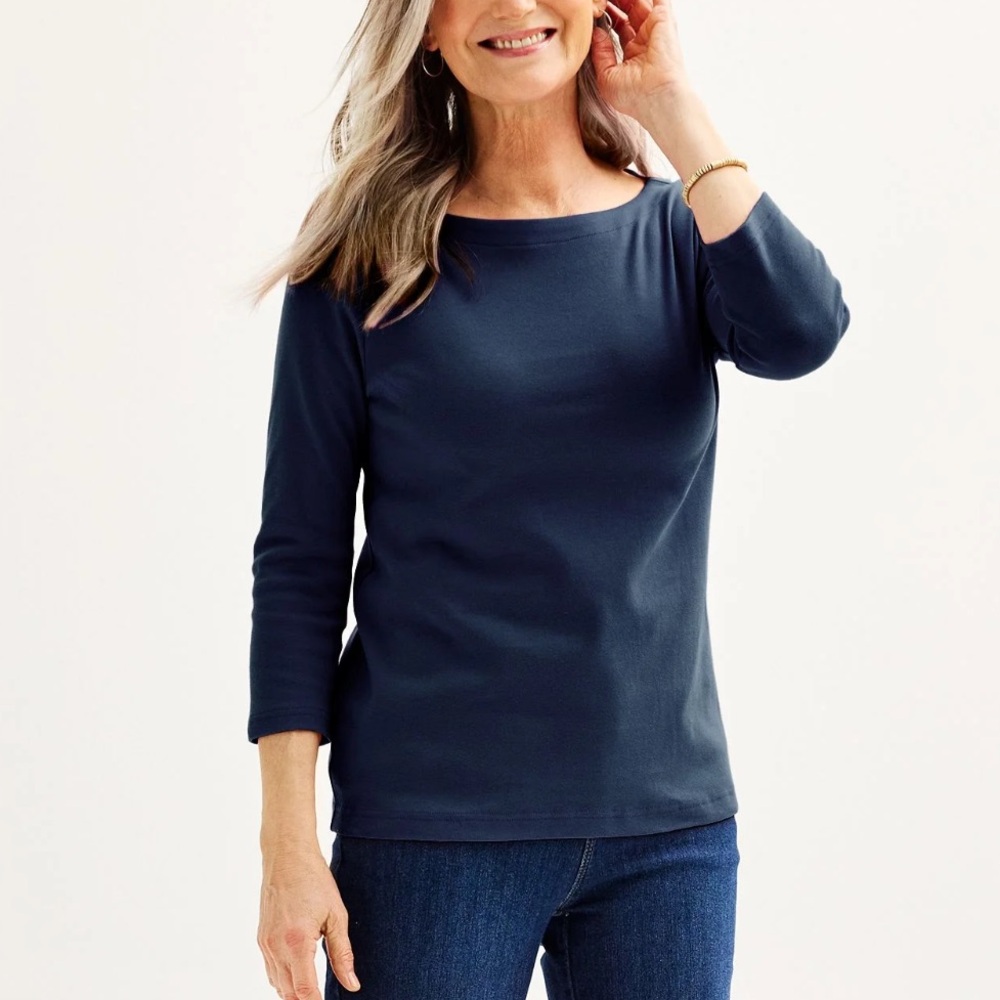 Croft and Barrow Boatneck 3/4 Sleeve Top